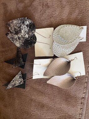Lot of 4 Handmade Leather Earrings - Great Gift - Unique - Beautiful